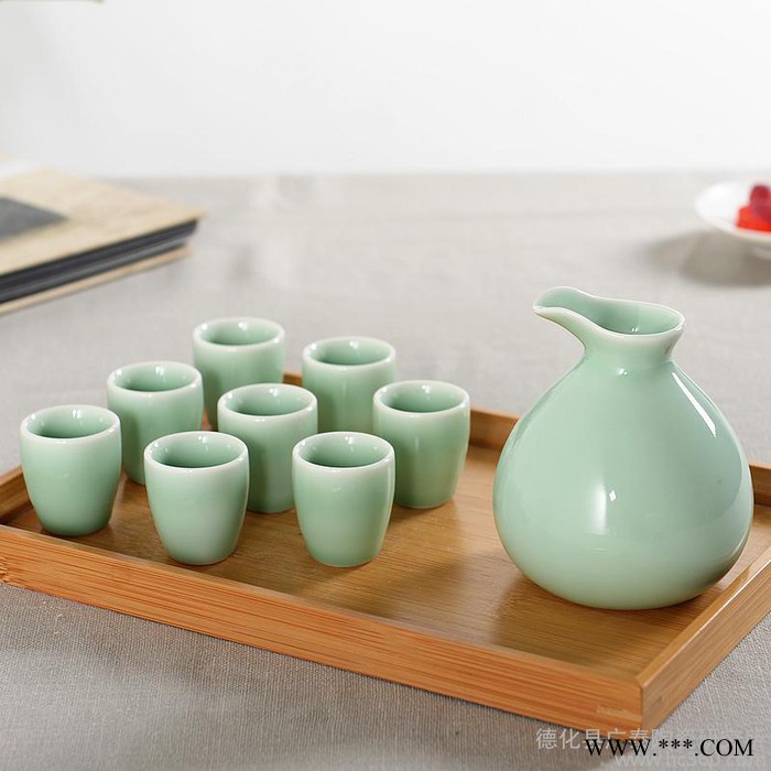 龙泉青瓷酒具套装 陶瓷酒壶分酒器白酒杯清酒具 烈酒杯黄酒杯酒图2