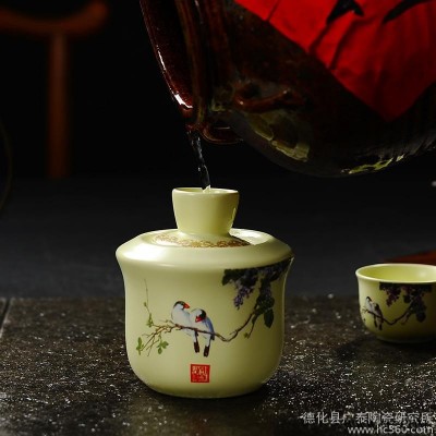 二两温酒壶烫酒壶暖酒壶烫酒器分酒器陶瓷白黄酒温酒壶酒具套装