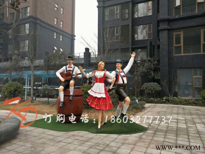 康大雕塑 玻璃钢仿铜人物 喝啤酒酒桶雕塑图3