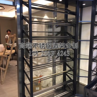 高端定制广州酒庄酒架 酒店不锈钢红酒展示柜 玫瑰金红酒柜 不锈钢酒柜