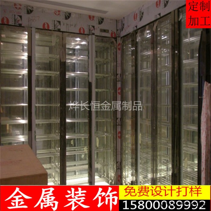 郑州 不锈钢工程定制安装 酒店KTV酒吧恒温酒柜葡萄红酒展架酒架图3