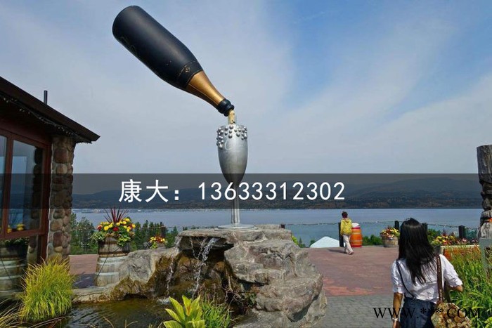 甘肃康大雕塑雕塑酒杯雕塑 园林景观仿真红酒瓶雕塑 创意透明红酒杯雕塑图8