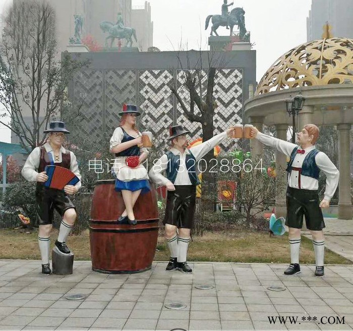 玻璃钢干杯啤酒  公园人物摆件图4