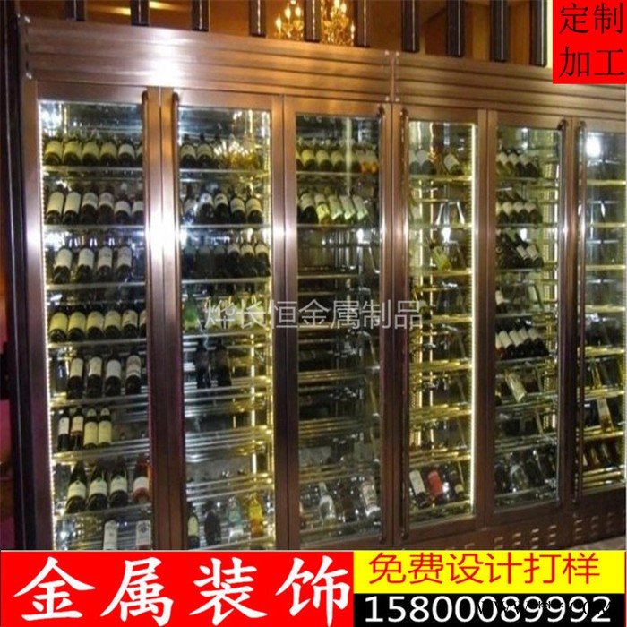 西安 酒吧恒温酒柜葡萄红酒展架酒架 酒店KTV不锈钢工程定制安装图3