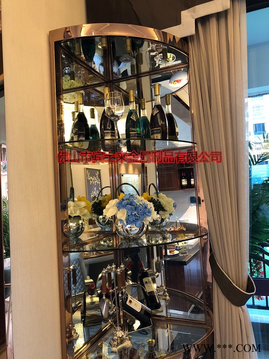 佛山市宾仕来别墅不锈钢红酒展示柜 拉丝酒柜恒温压缩机豪华酒柜 陈列酒架定制 酒柜定制图1