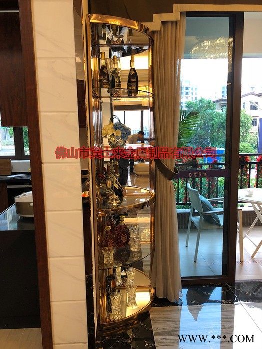 佛山市宾仕来别墅不锈钢红酒展示柜 拉丝酒柜恒温压缩机豪华酒柜 陈列酒架定制 酒柜定制图5