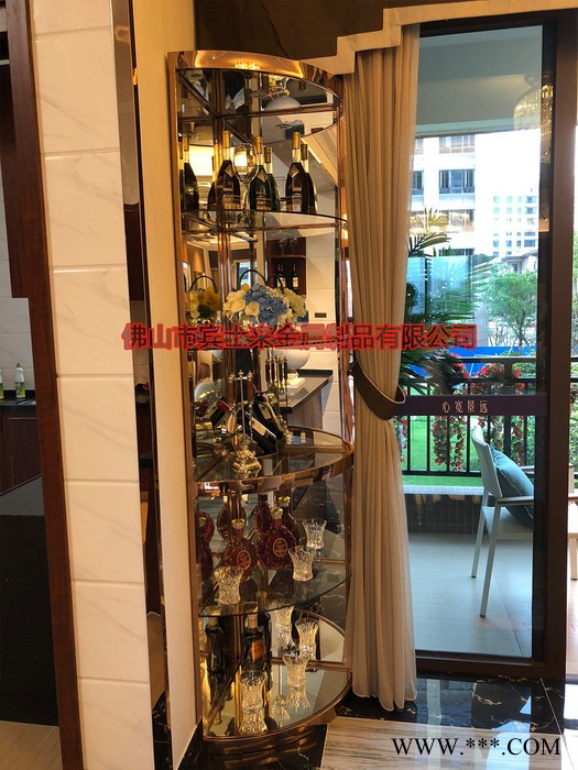 佛山市宾仕来别墅不锈钢红酒展示柜 拉丝酒柜恒温压缩机豪华酒柜 陈列酒架定制 酒柜定制图2