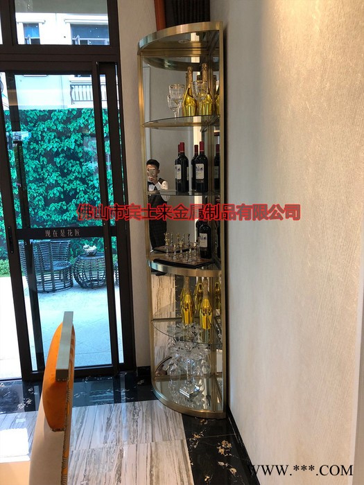 佛山市宾仕来别墅不锈钢红酒展示柜 拉丝酒柜恒温压缩机豪华酒柜 陈列酒架定制 酒柜定制图3