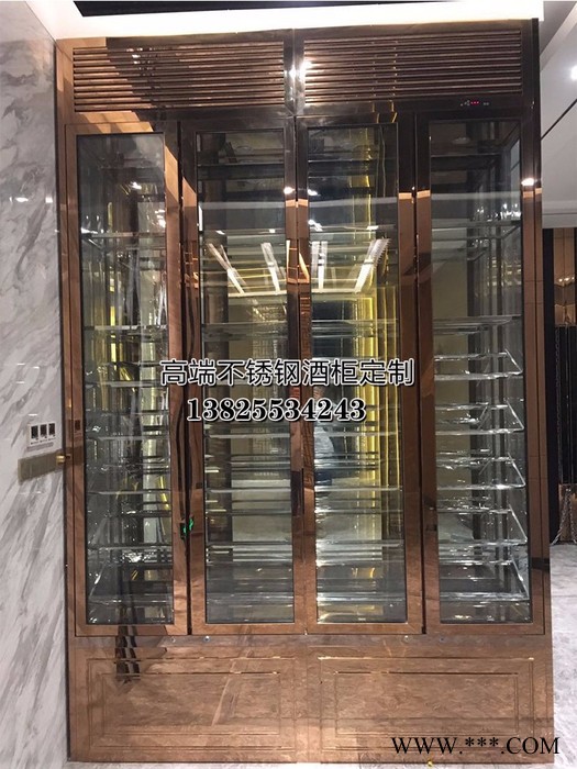 北京宾士来 专业不锈钢红酒柜 玫瑰金不锈钢恒温恒湿酒柜  黑钛不锈钢酒架定制 不锈钢酒店酒柜图4