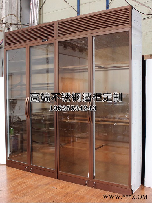 佛山市宾士来不锈钢酒柜酒架 不锈钢恒温酒柜定制 餐厅红酒柜隔断酒窖酒柜定制 酒店大堂酒柜酒架图3