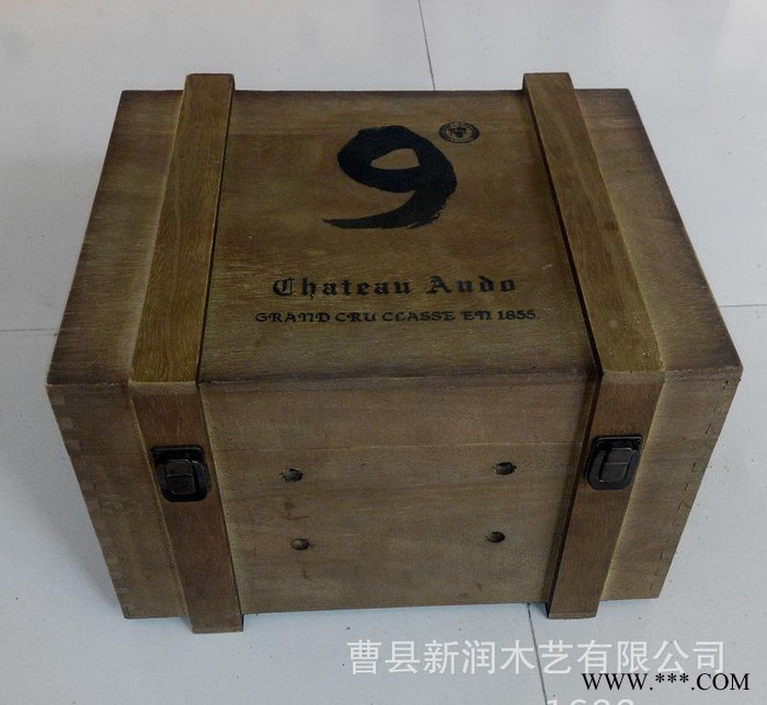 定制仿古红酒盒  红酒包装礼品盒 木制红酒礼盒 仿古红酒木图3