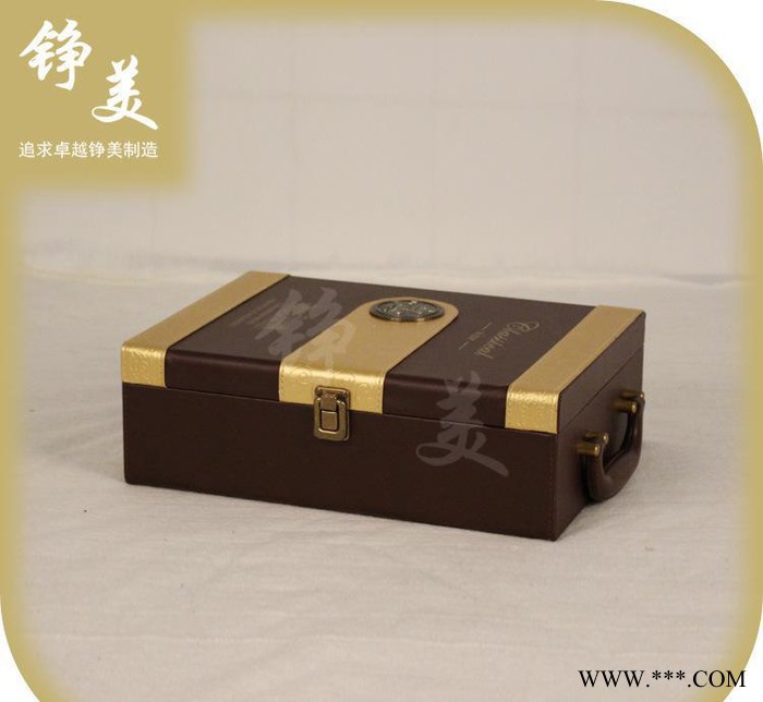//带开瓶器的酒盒  红酒皮制酒盒 精美红酒礼盒定做图1