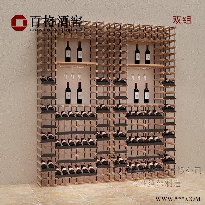欧式经典榉木酒架组合酒窖酒柜红酒展示货柜挂杯洋酒架实木红酒架图3