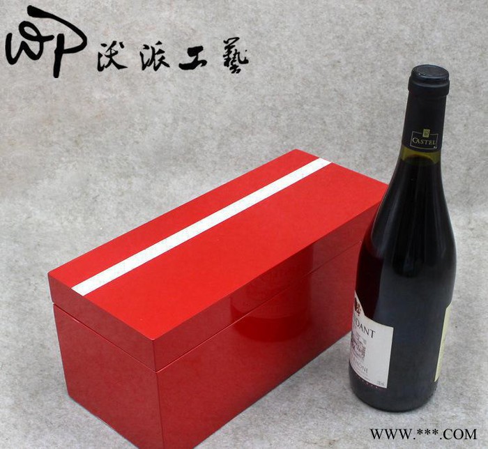 定制品牌红酒木盒 钢琴烤漆亮光外贸出口红酒盒酒庄红酒专用盒子图2