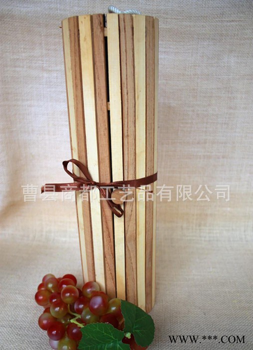 曹县工艺品厂专业生产红酒木盒单支/红酒包装盒/木制红酒盒图2