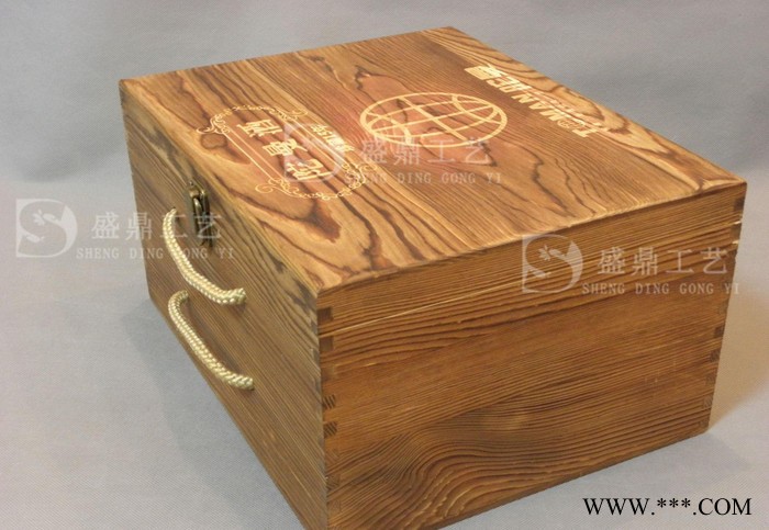 白酒木盒 陶瓷酒瓶包装 复古炭化酒盒 曹县盛鼎工艺品有限公司图2