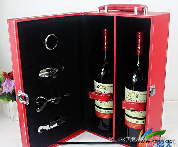 【现货】 苏州红酒盒  皮质红酒包装盒 现货酒盒图3
