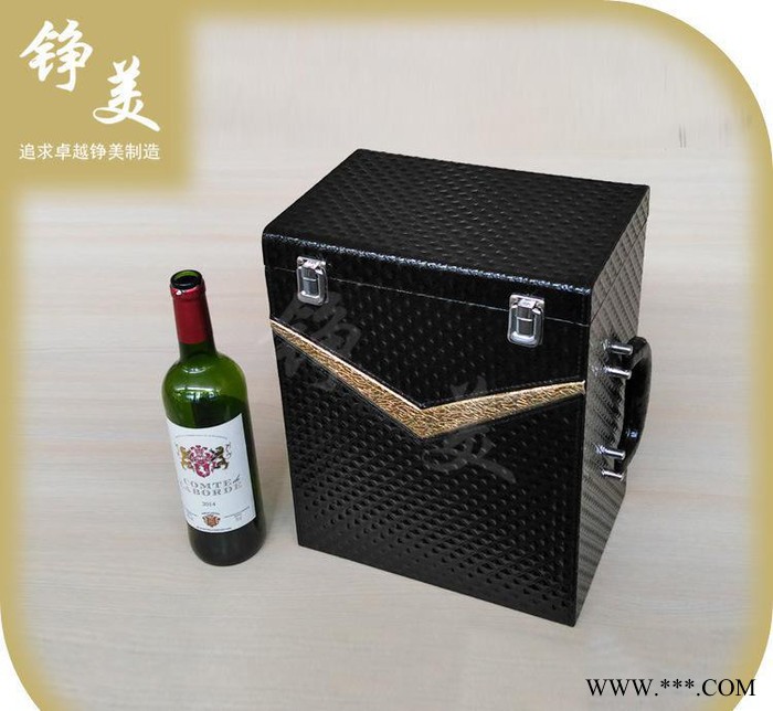 新款黑色钻石纹六只装红酒盒 葡萄酒包装盒 红酒礼盒包装图2