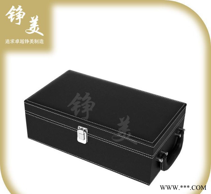 拉菲酒庄红酒专用盒子 宁波手提皮质黑色双只红酒盒现货图2
