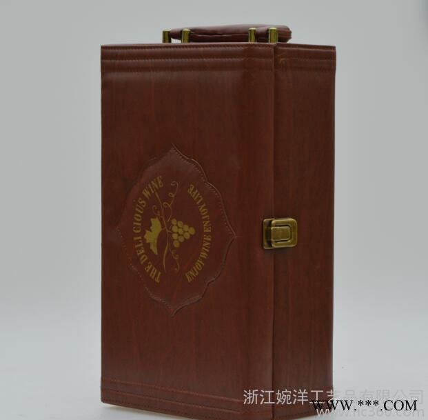 红酒皮盒双支红酒盒 礼品盒 订做 礼盒木质酒盒 配酒具图2
