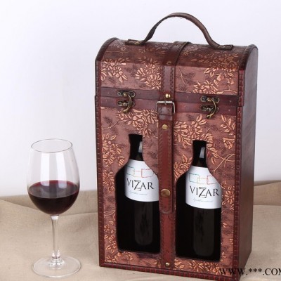红酒盒 双支 木制包装盒 木盒 复古包装盒 定制 仿古红酒礼