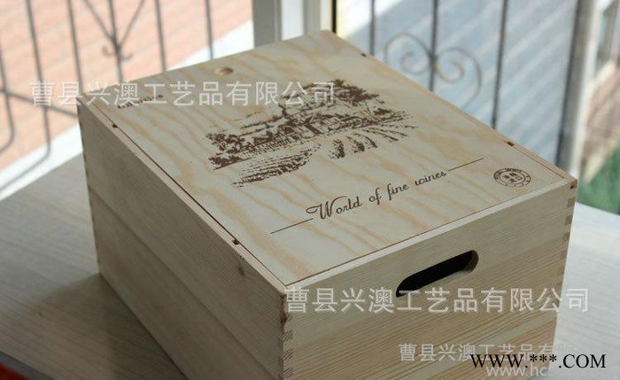 六瓶装红酒松木盒六只装红酒木箱木条双排 木质包装盒可定做图2