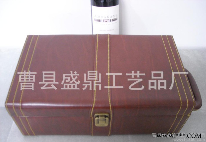 PU皮红酒礼盒定做批发红酒盒带酒具红酒皮盒棕色双支红皮盒图3