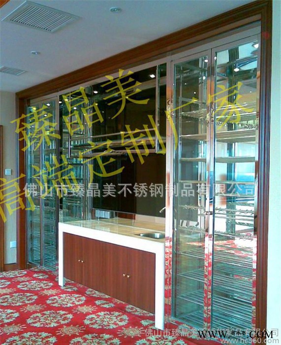 大型超高不锈钢**恒温恒湿红酒柜定制欧式红酒架洋酒架来图加工图3