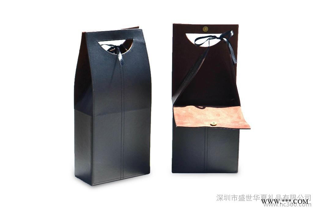供应盛世华夏新款红酒皮盒  单支折叠红酒盒 手提红酒皮盒图1