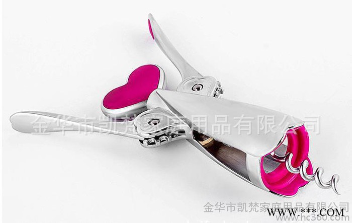 款**红酒开瓶器，锌合金粉色红酒拔塞器婚礼促销礼品图2
