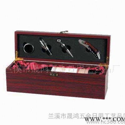 单瓶装红酒盒木盒 单红酒盒 带4件套工具  木制红酒盒 SHWB-050