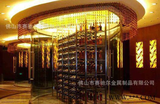 石坝不锈钢商业酒柜 酒吧大厅不锈钢酒柜 不锈钢红酒展示架