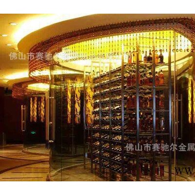 石坝不锈钢商业酒柜 酒吧大厅不锈钢酒柜 不锈钢红酒展示架