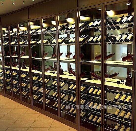 石坝不锈钢商业酒柜 酒吧大厅不锈钢酒柜 不锈钢红酒展示架图3