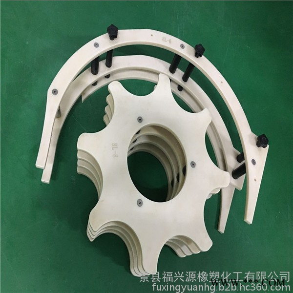 河北福兴源橡塑**生产定制啤酒饮料灌装机配件 贴标机进出瓶中心导板   进出瓶星轮 护板组件 星轮盘图7