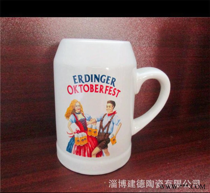 22oz啤酒杯创意白色单层陶瓷啤酒杯定制外贸酒杯图1