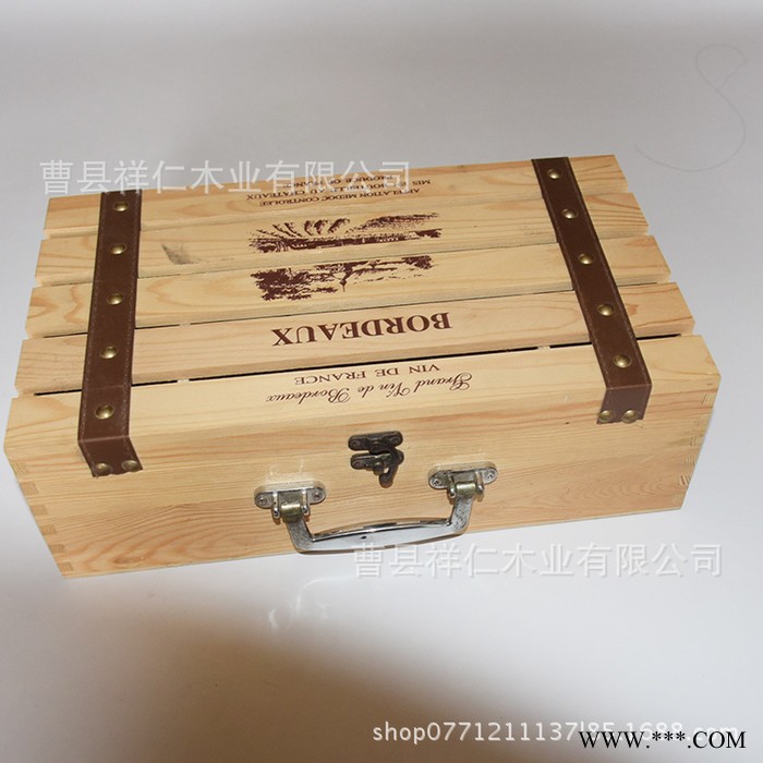 现货双支木盒 皮带镂空红酒木盒 可定做木制酒盒量大从优图2