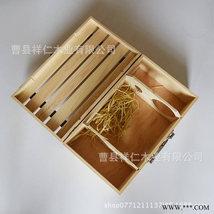 现货双支木盒 皮带镂空红酒木盒 可定做木制酒盒量大从优图3