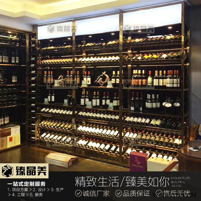 玫瑰金 红酒酒架 不锈钢 酒窖金属酒架 简约壁挂酒架铁艺酒架