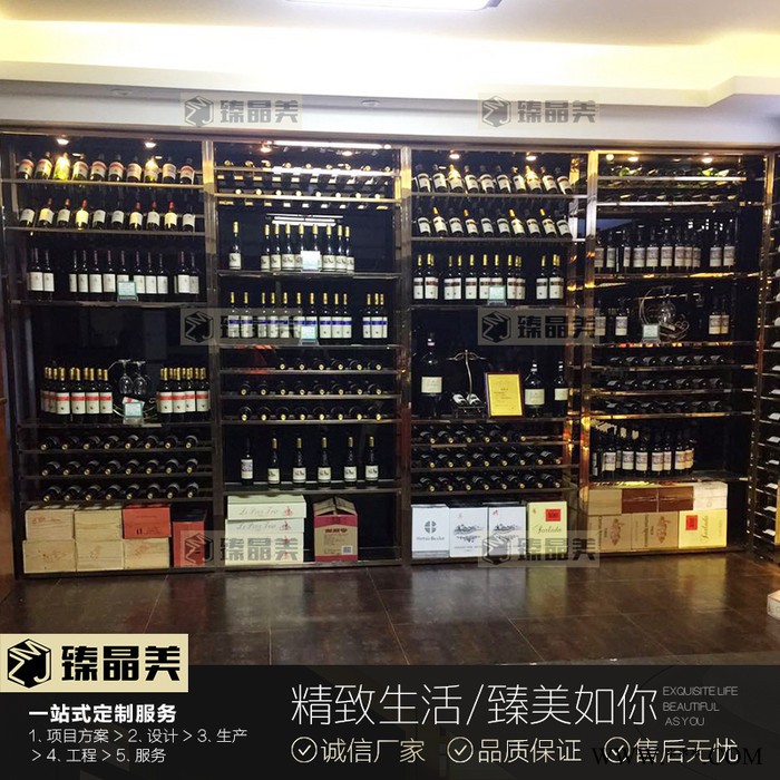 玫瑰金 红酒酒架 不锈钢 酒窖金属酒架 简约壁挂酒架铁艺酒架图2