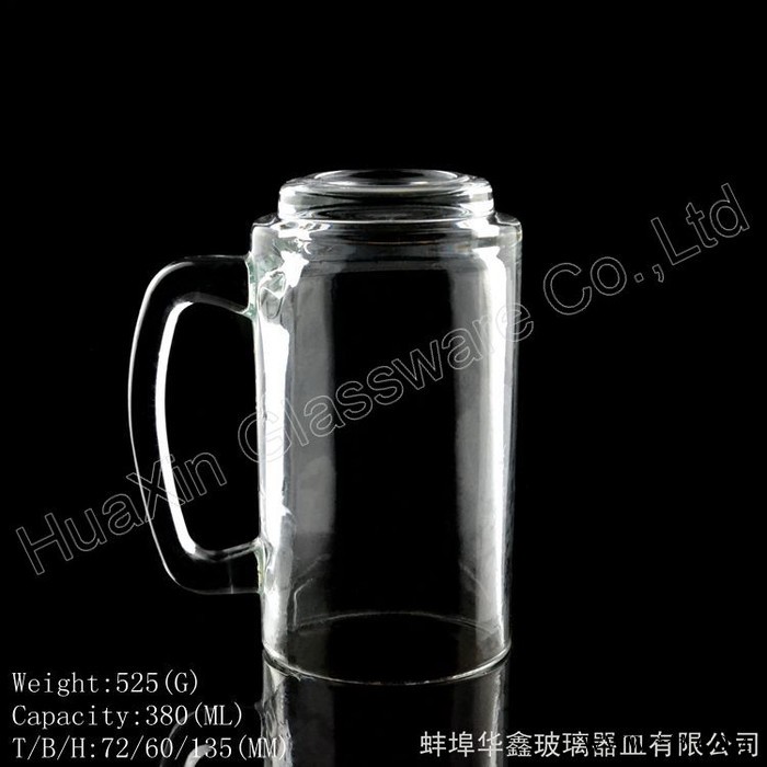 精美简约西式啤酒把杯|啤酒杯 酒吧专用透明玻璃厚底扎啤杯图2