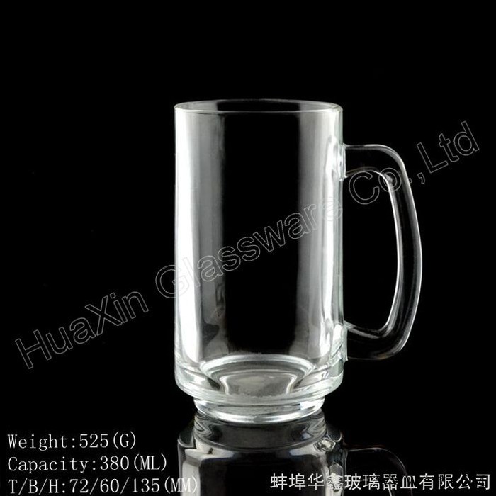 精美简约西式啤酒把杯|啤酒杯 酒吧专用透明玻璃厚底扎啤杯图3