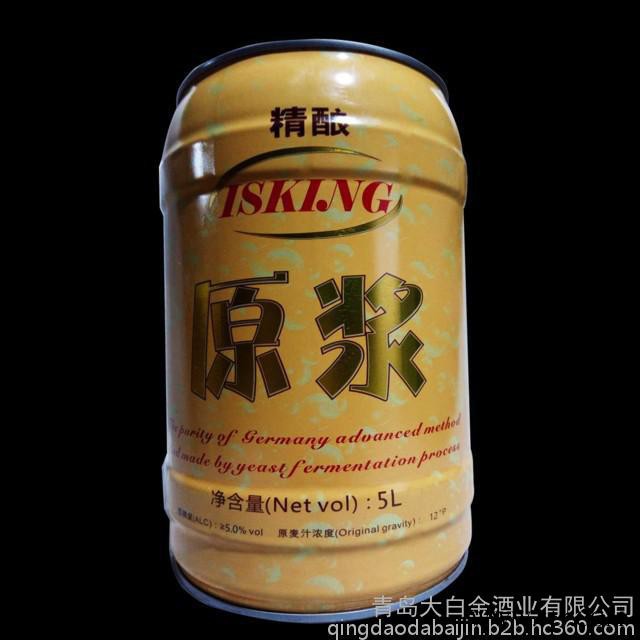 青岛特产青岛大白金精酿原浆啤酒黄桶5L**啤酒马口铁桶包装图4