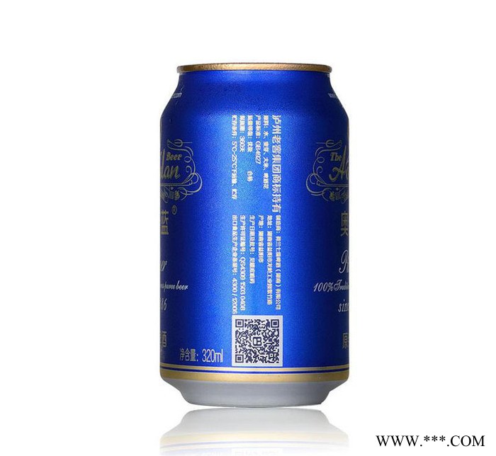 泸州老窖 奥普蓝原浆啤酒小麦啤酒篮罐320ML*12听装饮料整箱图2