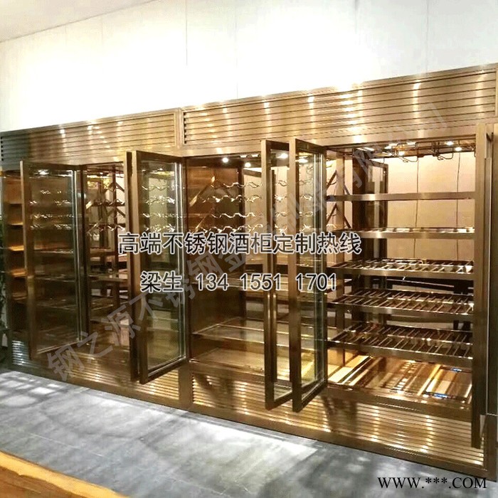 时尚不锈钢酒架餐厅酒店定制不锈钢红酒柜定制家用别墅不锈钢恒温酒柜地下室红酒柜图6