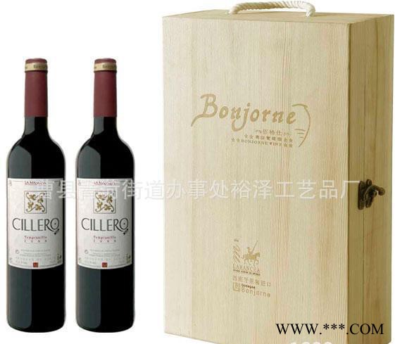 红酒包装木盒生产定制实木双支红酒盒手提红酒木盒烫印丝印图3