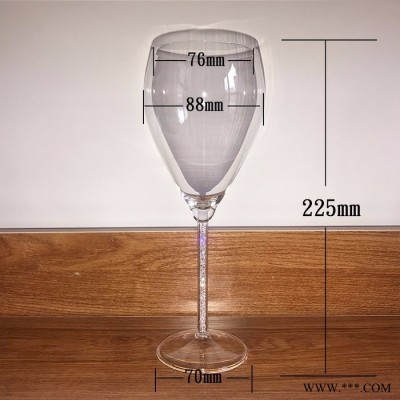 高硼硅无铅高脚杯平稳底座透明杯身杯柱灌有水钻红酒杯