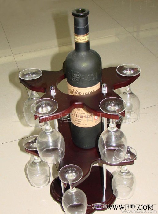 厂家直供1瓶装双层挂12杯花式木制红酒吧台迷你酒架1092图2