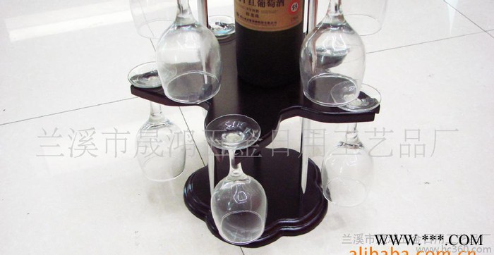 厂家直供1瓶装双层挂12杯花式木制红酒吧台迷你酒架1092图3