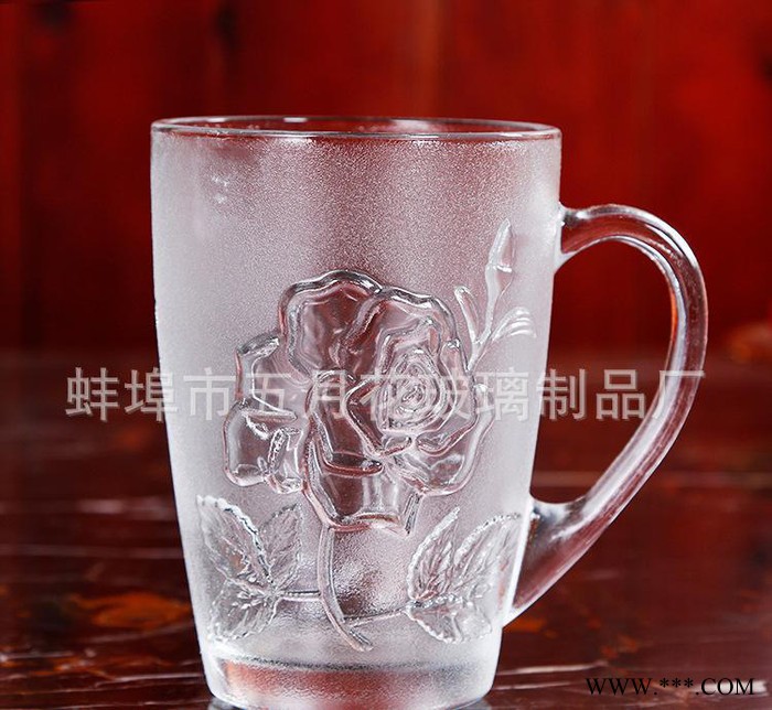 玻璃机器压制啤酒杯 刻花果汁杯图2